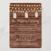 Lichterkette Mason Jar Holz Hochzeitsprogramme Programm (Rückseite)