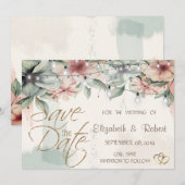 Lichterkette, Pinselstrich, Blumen Save The Date (Vorne/Hinten)