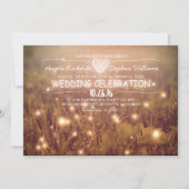 Lichterkette rot rustikale Hochzeitseinladung Einladung (Vorderseite)