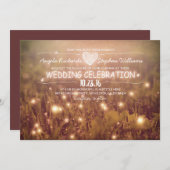 Lichterkette rot rustikale Hochzeitseinladung Einladung (Vorne/Hinten)