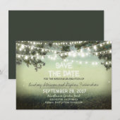 Lichterkette rustikal SAVE THE DATE FLACHKARTEN (Vorne/Hinten)