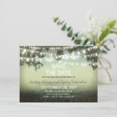 Lichterkette rustikal SAVE THE DATE FLACHKARTEN (Stehend Vorderseite)