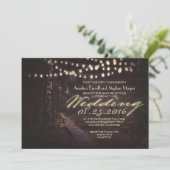 Lichterkette rustikale Bäume Einladung (Stehend Vorderseite)