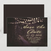 Lichterkette rustikale Bäume Save-the-Date Save The Date (Vorne/Hinten)