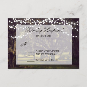 Lichterkette Rustikale Eichenbaum-Hochzeit RSVP-Ka RSVP Karte