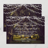Lichterkette Rustikale Eichenbaum-Hochzeitskarten Einladung (Vorne/Hinten)