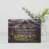 Lichterkette Rustikale Eichenbaum-Hochzeitskarten Einladung (Stehend Vorderseite)