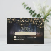 Lichterkette rustikale Hochzeitskarten RSVP (Stehend Vorderseite)