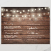 Lichterkette Rustikale Holz Hochzeitsprogramm (Vorderseite)