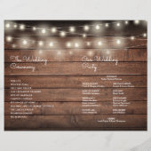 Lichterkette Rustikale Holz Hochzeitsprogramm (Rückseite)