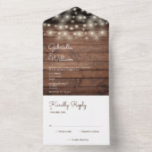 Lichterkette Rustikale Scheunenholz-Monogramm-Hoch All In One Einladung (Innen Boden)