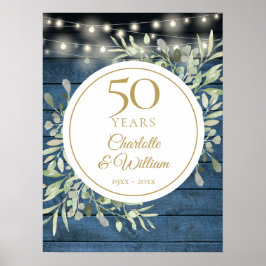 Lichterkette Rustikales Holz 50. Hochzeitstag Schi Poster