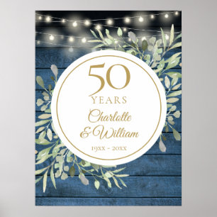 Lichterkette Rustikales Holz 50. Hochzeitstag Schi Poster