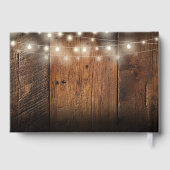 Lichterkette Rustikales Holz Boho Scheunenhochzeit Gästebuch (Rückseite)