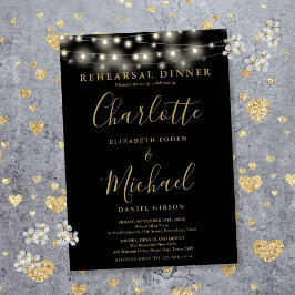 Lichterkette Schwarz Gold Schrift Probeessen Einladung