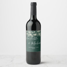 Lichterkette Signatur Schrift Emerald Hochzeit Weinetikett