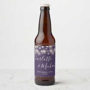Lichterkette Signatur Schriftzug Lila Hochzeit Bierflaschenetikett