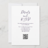 Lichterkette Skript Lila QR-Code Hochzeit Einladung (Rückseite)
