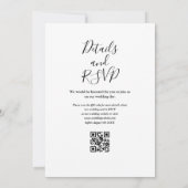 Lichterkette Skript Schwarz Weiß QR-Code Hochzeit Einladung (Rückseite)