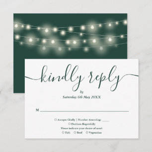 Lichterkette Smaragdgrün Schriftzug Menüwahl RSVP Karte