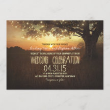 Lichterkette Sonnenuntergang Baum Hochzeitseinladu