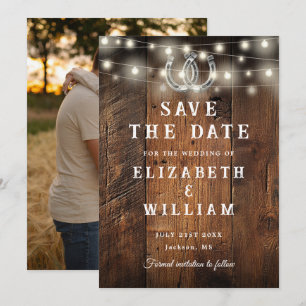 Lichterkette Stallholz Foto Western-Hochzeit  Save The Date