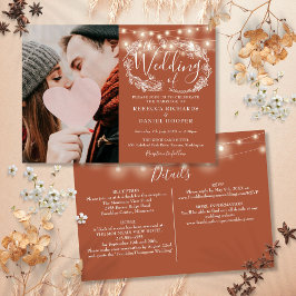 Lichterkette Terrakotta Foto All-in-One Hochzeit Einladung