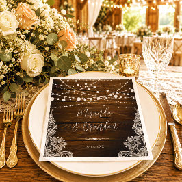Lichterkette und Spitze Rustikale Holz Hochzeit Serviette