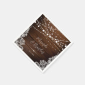 Lichterkette und Spitze Rustikale Holz Hochzeit Serviette (Ecke)