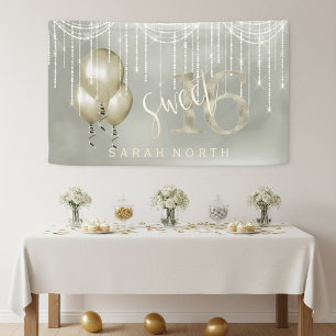Lichterketten & Ballons Sweet 16 Champagner ID473 Banner