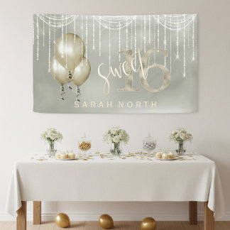 Lichterketten & Ballons Sweet 16 Champagner ID473 Banner