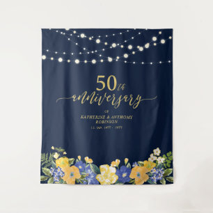 Lichterketten & Blumen 50. Hochzeitstag T Wandteppich