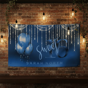 Lichterketten & Luftballons Sweet 16 Dk Blau ID473 Banner