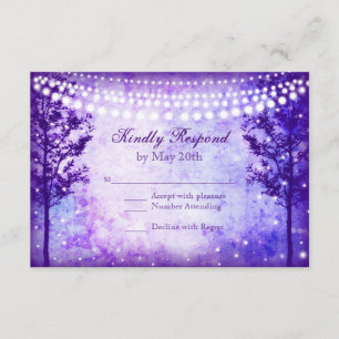 Lichterketten mit violetten Bäumen Hochzeit RSVP K Karte