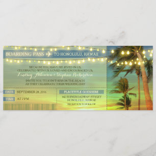 Lichterketten Palmen Hochzeit Bordkarte Tickets Einladung