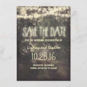 Lichterketten rustikale Save-the-Date-Karten Save The Date