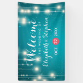 Lichterketten & Türkisfarbene Glitter-Hochzeitsbeg Banner (Vertikal)