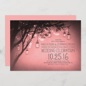 Lichterkrüge mit rosa Hochzeit Einladung (Vorne/Hinten)