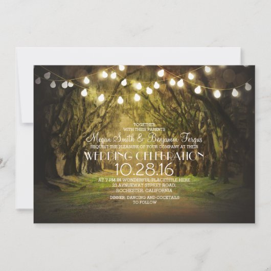 Lichterparcours Rustikale Hochzeitsfeiern Einladung (Vorderseite)