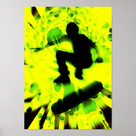 Lichtexplosion auf dem Skateboard Poster (Vorne)