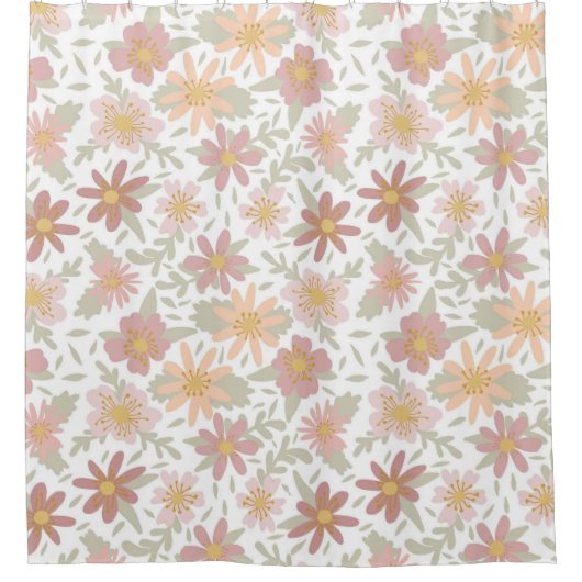 Lichtfarben Blumendesign Duschvorhang (Vorderseite)