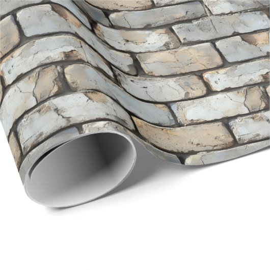 Lichtfarbene Ziegelmauer Geschenkpapier (Rolleneckpunkt)