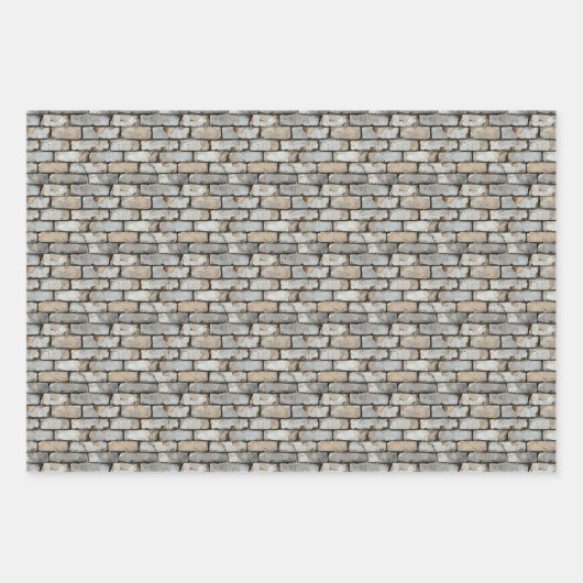 Lichtfarbene Ziegelmauer Geschenkpapier Set (Vorderseite 2)