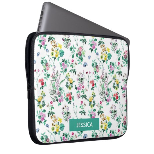 Lichtflorales Muster Notebook Personalisiert Laptopschutzhülle (Vorne Rechts)