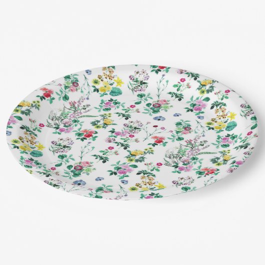 Lichtflorales Muster Pappteller (Schrägansicht)