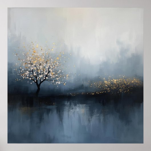 Lichtflüster: Blüten im Nebel Poster (Vorne)