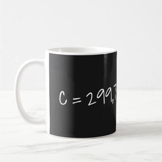 Lichtgeschwindigkeit "c=299792458 m/s" Mathematik Kaffeetasse (Links)