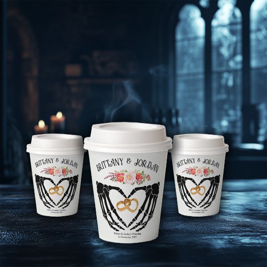 Lichtgotische Skeletthandschuhe Pappbecher