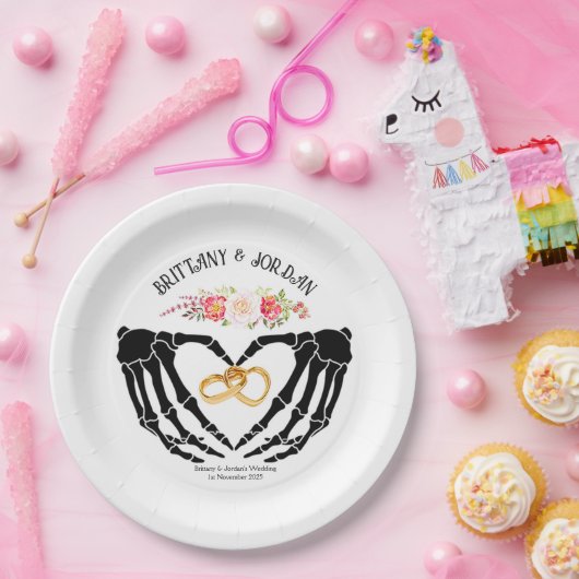 Lichtgotische Skeletthandschuhe Pappteller (Party)