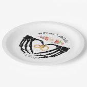 Lichtgotische Skeletthandschuhe Pappteller (Schrägansicht)